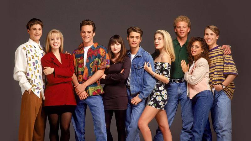 Bildet viser skuespillerne i første sesong av «Beverly Hills 90210».