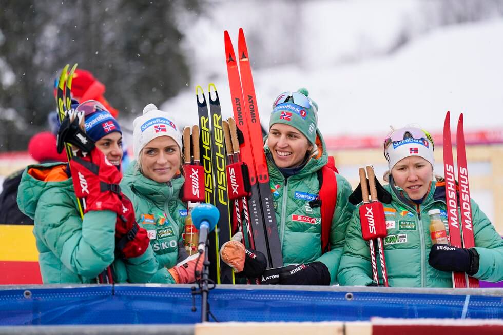 Heidi Weng, Therese Johaug, Tiril Udnes Weng og Helene Marie Fossesholm er alle i det første norske uttaket til Beijing-OL. Foto: Fredrik Varfjell / NTB
