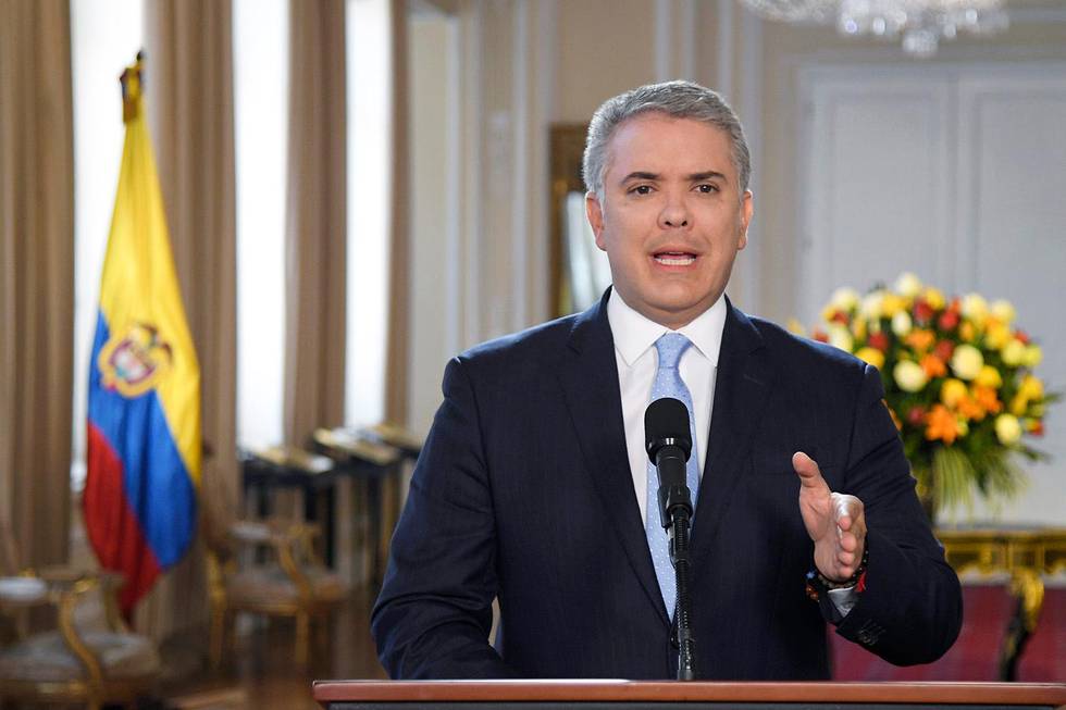 Bildet viser president Ivan Duque i Colombia.