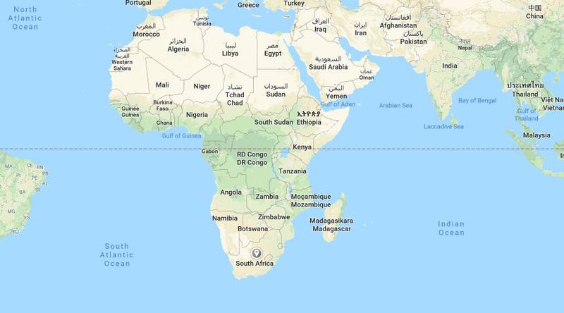 Kartet viser Afrika.