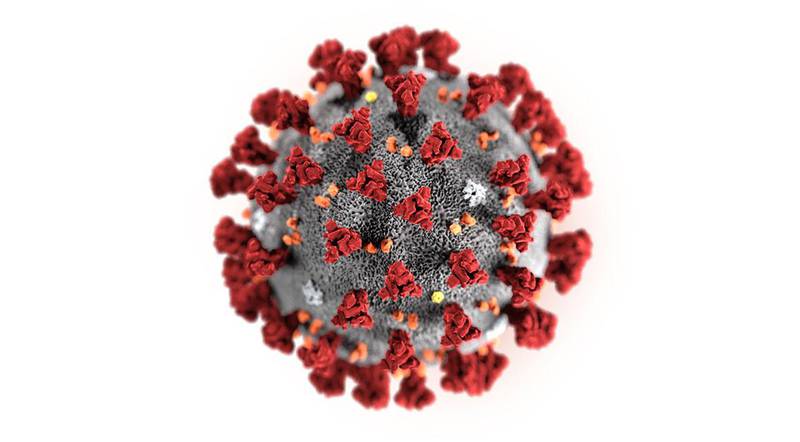 Bildet viser en illustrasjon av et koronavirus.