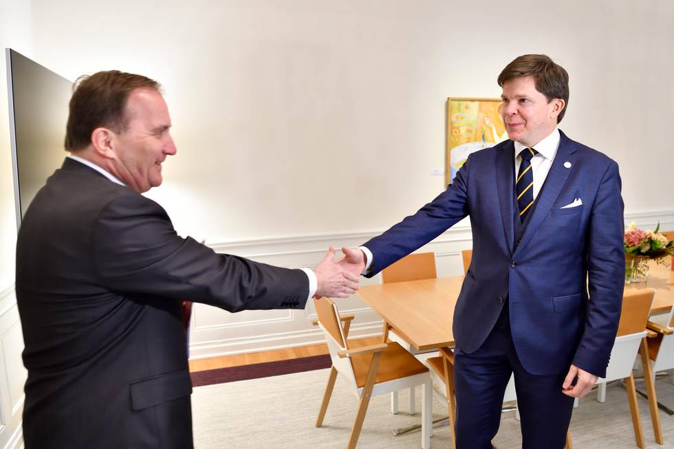 Bildet viser statsminister Stefan Löfven og Riksdagens talmann Andreas Norlén.