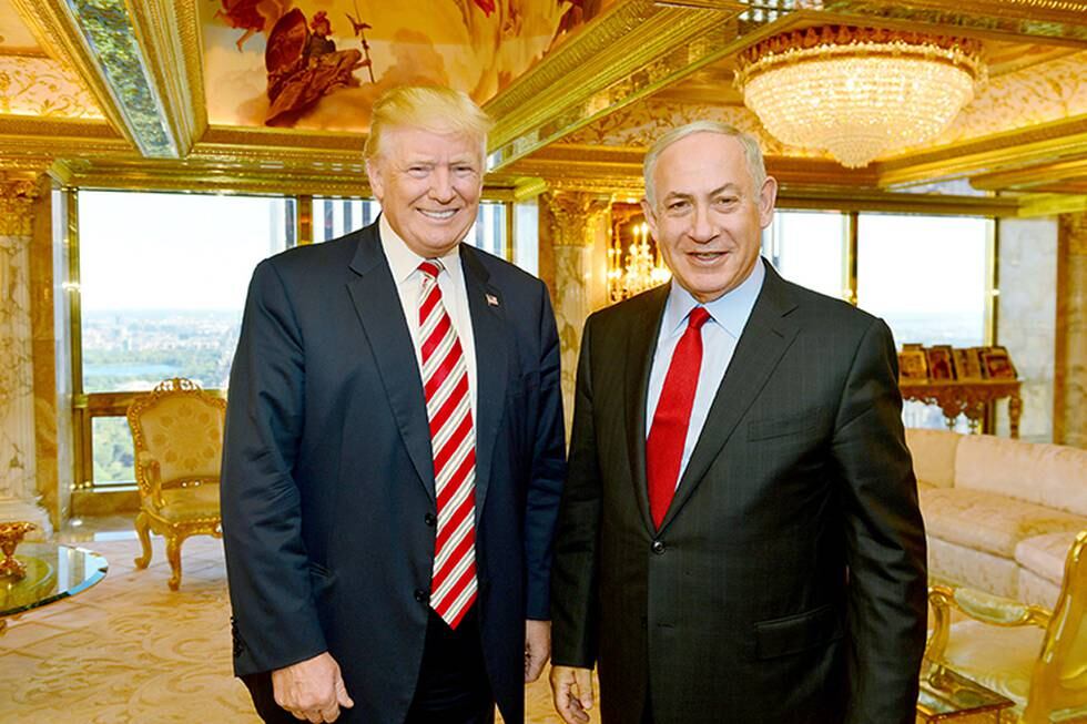 Bildet viser Donald Trump og Benjamin Netanyahu.