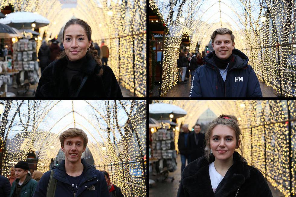 Bildet viser Samantha Escobar, Jimmy Verhoef, Oliver Wichstad Grønli og Mira Saab. Alle har hver sine favorittsanger til jul. Sangene er de nevner, er populære på strømmetjenesten Spotify. 