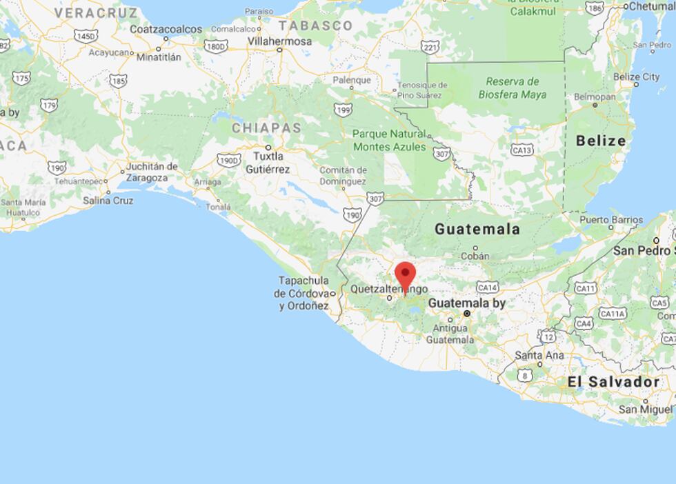 Bildet viset et kart over Guatemala. Byen Nahuala er markert på kartet.
