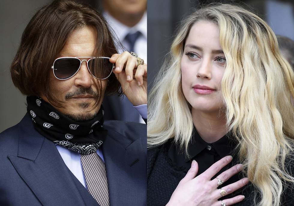 Bildet viser de amerikanske skuespillerne Johnny Depp og Amber Heard. Johnny Depp saksøker Amber Heard for ærekrenkelse. Rettssaken pågår nå.
