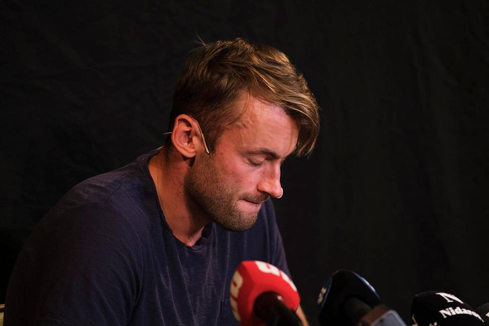 Bildet viser Petter Northug på pressekonferansen.