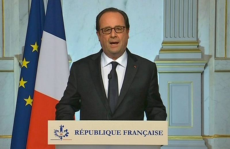 Bildet viser president François Hollande av Frankrike. Han er sint etter at Frankrike har blitt rammet av et nytt terrorangrep.