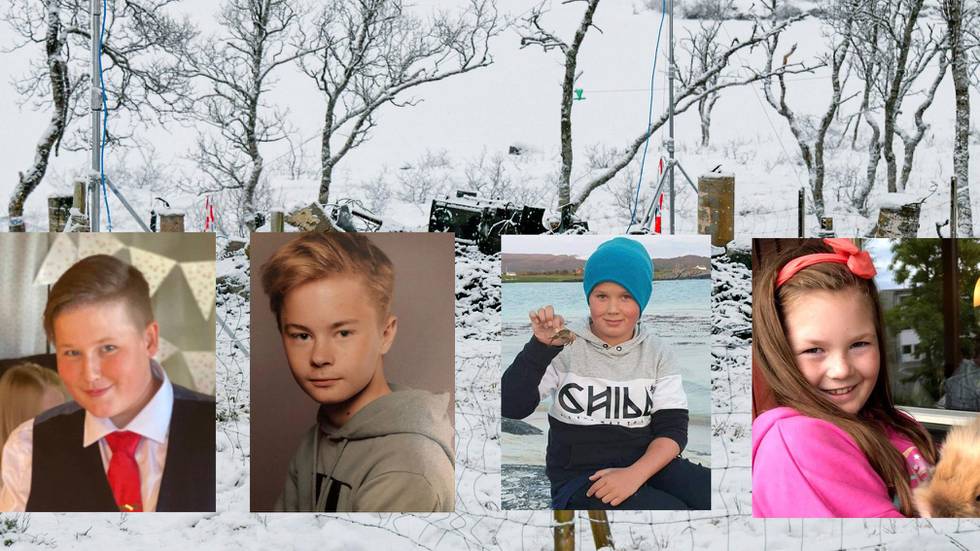 Bildet viser de fem barna som døde i en hyttebrann i Nordland.
