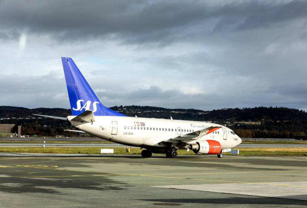 Bildet viser et fly fra selskapet SAS.