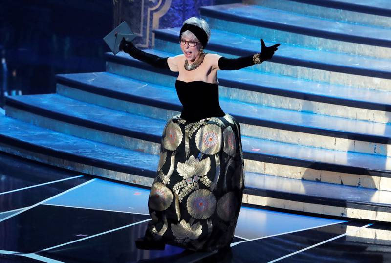 Bildet viser skuespiller Rita Moreno på Oscar-utdelingen.