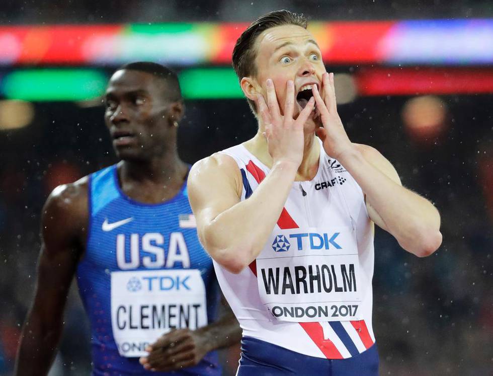 VANT: Karsten Warholm var best av alle på 400 meter hekk. Dermed ble det gull i VM i friidrett.