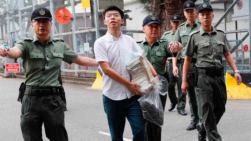 Bildet viser aktivisten Joshua Wong.