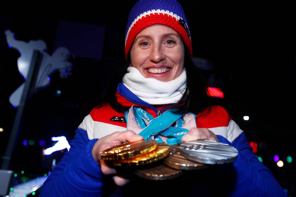 BEST: Marit Bjørgen vant flere medaljer i De olympiske leker (OL) i Sør-Korea