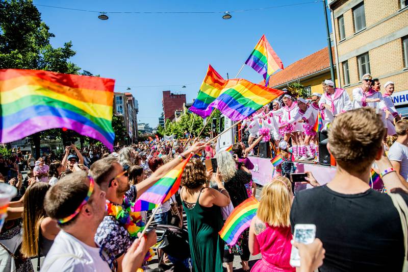 Bildet er fra Pride-paraden i Oslo i 2018.