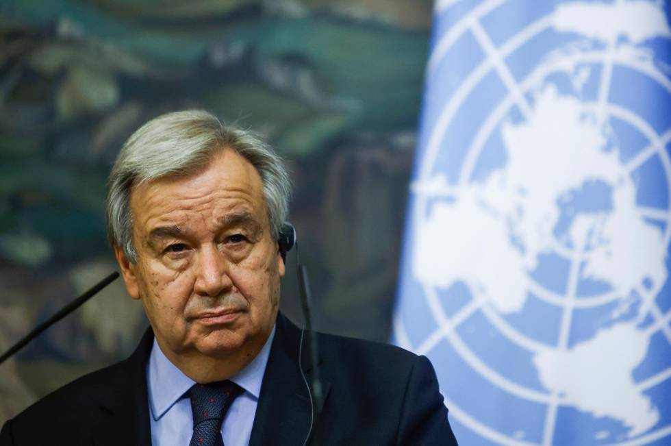 Nærbilde av generalsekretæren av FN Antonio Guterres.