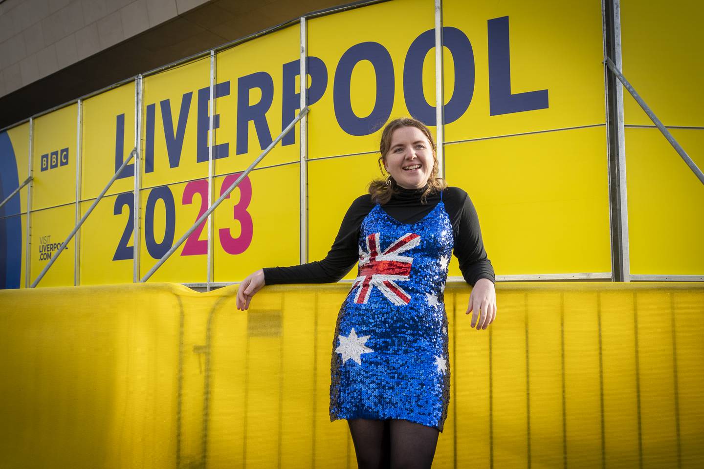 Theresa Youngs-Lachmund har reist langt for å få med seg Eurovision Song Contest – helt fra Perth i Australia. Foto: Heiko Junge / NTB