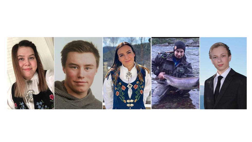 Bildet viser de fem ungdommene som døde i helikopterulykken i Alta.