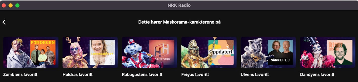 Skjermdump av NRK Radio
