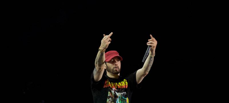 Bildet viser Eminem under en konsert i USA i 2018.